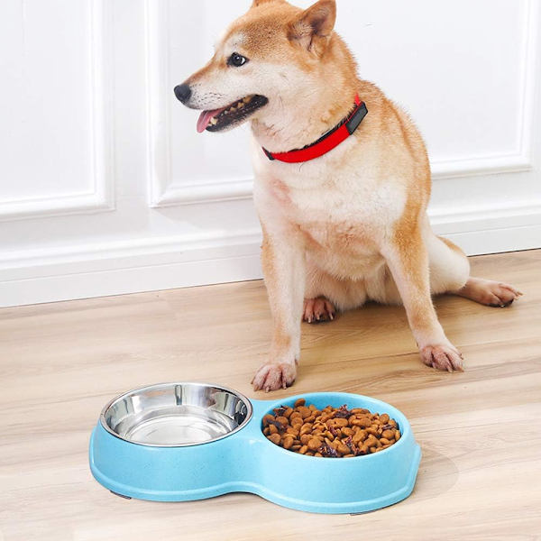 Skridsikker hunde- og katteskål Dobbelt hundeskål i rustfrit stål Slow Fe