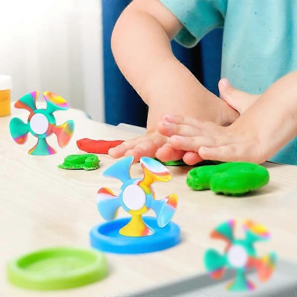 4 st silikon sugkopp pilar Fidget Spinner Leksaker Dekompression Sugleksak ADHD Ångest Stresslindring Sensoriska Fidget Leksaker för Autistiska Barn Vuxna