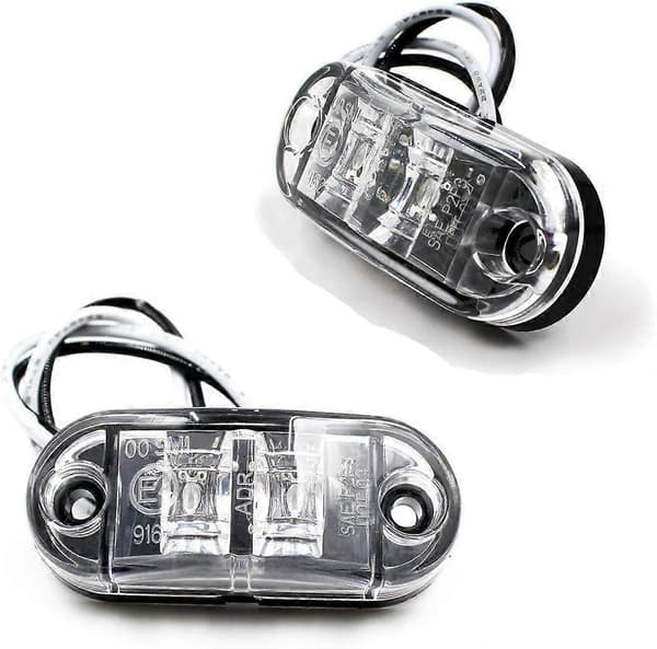4 stk. LED sidemarkeringslygter, positionsindikator, til 12V 24V universal trailer lastbil, campingvogn, bus (hvid), 6,7*3*1,8 cm