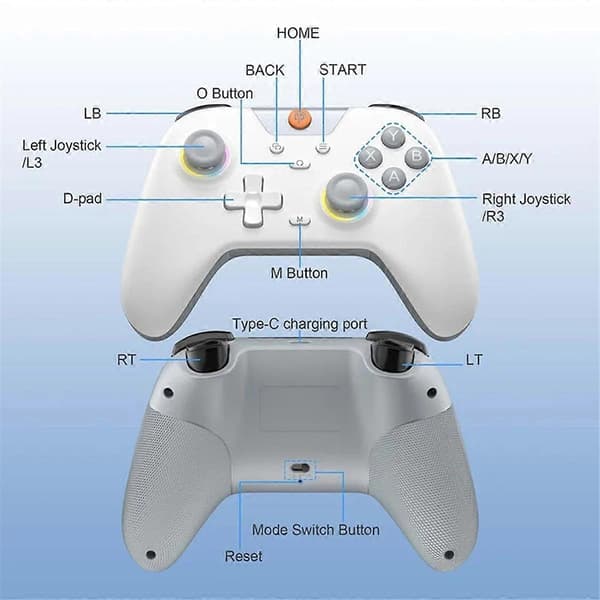 X05 Bluetooth Gaming RGB-kontroll kompatibel med PC/telefon/Switch/Steam Gamer Grön