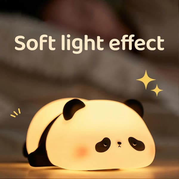 Søt Panda Nattlys Nyhet Dyre Nattbordslampe med Timer Berøringskontroll Dimbar Silikon Dekorativ Lampe