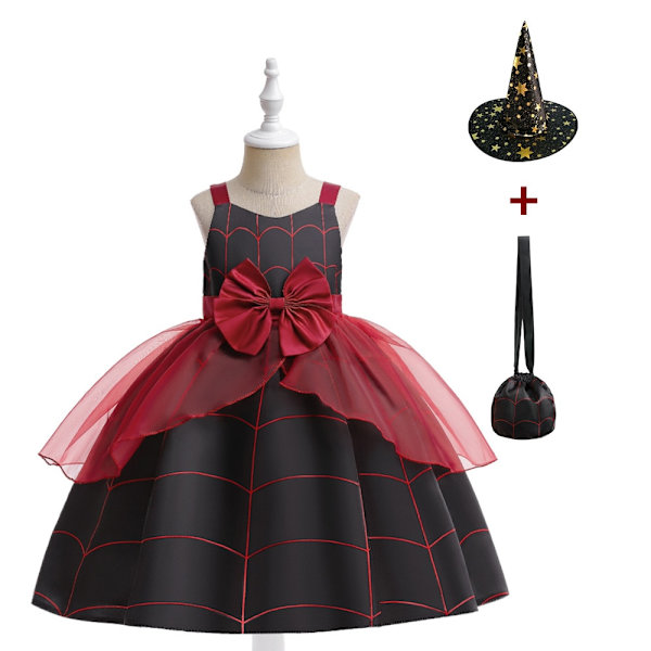 Tjejer Halloween Klänning Semester Casual Häxa Pumpa Cosplay kostym för barn AWS026 Set A Size 130