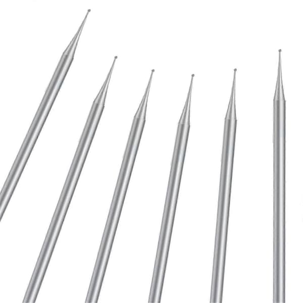 6 stk. kulesett, 3/32 tommer kulefreser smykkeutskjæringsbits (2,1 mm)
