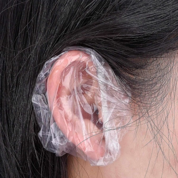 100-pack genomskinliga engångshörselskydd Vattentäta öronskydd för hårfärgning, dusch, bad