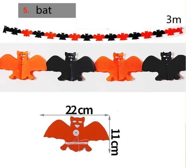 Halloween - Dekorasjoner - Girlander - Gresskar, spøkelser - 3m MultiColor Nr - 5