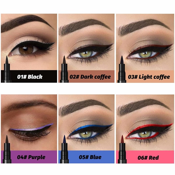 12 Färger Matt Flytande Eyeliner Färgglad Set, Svart Blå Grön Röd Gul Vit Flytande Eyeliner Pen Färgad Eyeliner Set, Eyeliner