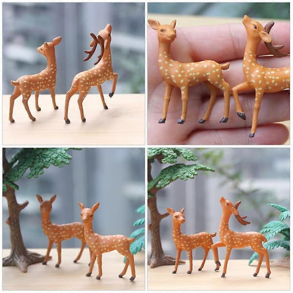 4 stk. Mini Hjortefigurer Miniature Søde Hjortefigur Mikro Landskab Have Dyrestatuer