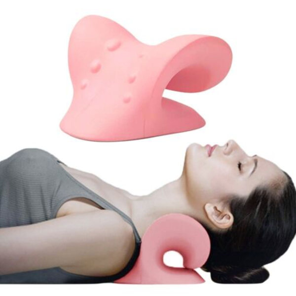 Neck Skulder Bår Relaxer Cervical Device Kudde Pink