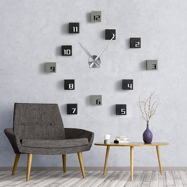 Suuri seinäkello viisarit 31,5 cm Yksinkertainen hopea ilman numeroita DIY Fr