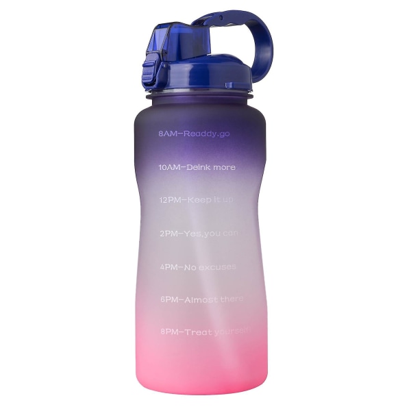 Gallon sportvattenflaska 3,8/2l stor kapacitet Tritan Bpa Free Outdoor Motivational With Time Marker Bärbara fitness purple and red 2L