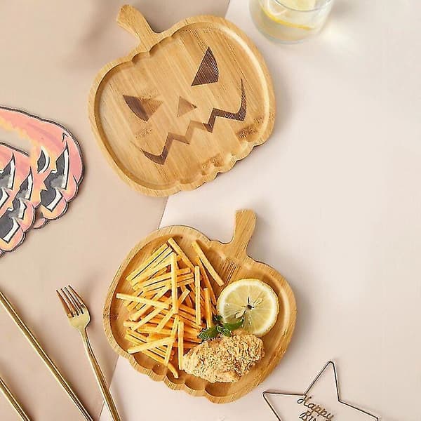 Halloween trä tallrik bricka heminredning middag tallrik dekoration hem prydnad 2st