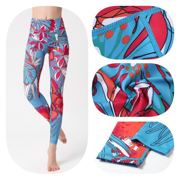 Damer med høy midje kinny printed port Fitness Yoga Bukser-HK282 S