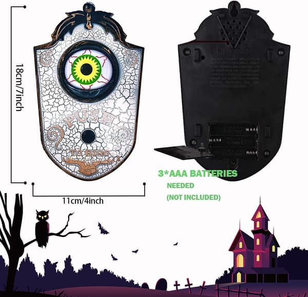Halloween dekorationer. Halloween dörrklocka. Animerad ögonglob