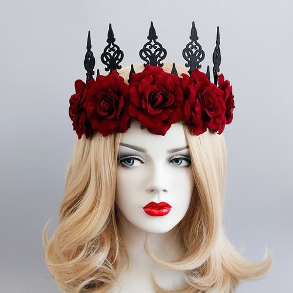 Rød Rose Blomsterkrans Skog Hårkrans Festival Hodeplagg