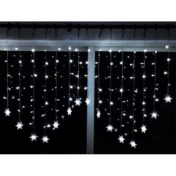 Julfönsterbelysning Gardinljus 3,5m 96 LEDs Snöflingor Fa