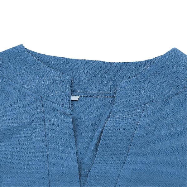 Elastisk dame V-hals ensfarget chiffon bluse dame langermet bluseskjorte