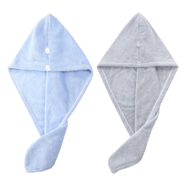 Mikrofiberhårhandduksinpackning, set med 2 hårturbaner