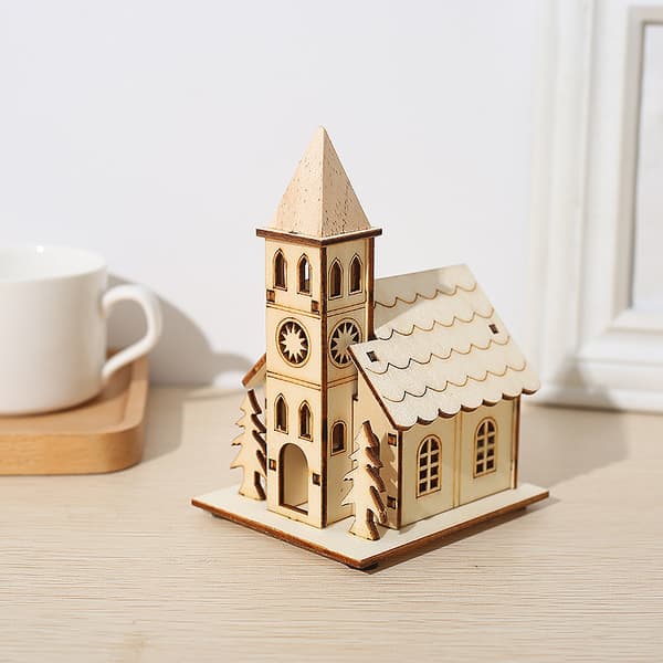 1st Xmas Mini Hus Ornament Kreativt Bordpynt Lysende Hus Ornament