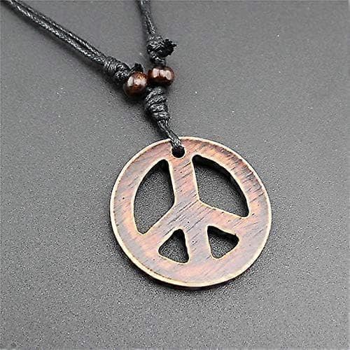 Håndlavet justerbar Love Peace Sign Hippie Vedhæng Halskæde Vinta