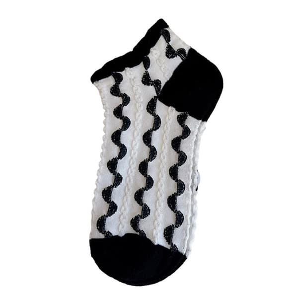 Dame Sommer Tynde Blomstersokker Sort-hvide Korte Ankelsokker Black one size