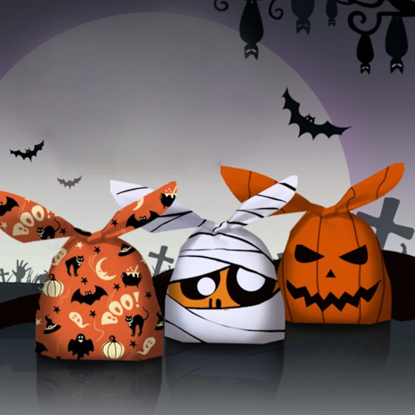 Halloween-karkkipussit Kurpitsa Lepakko Välipala Keksi Lahjapussi Karkki vai kepponen Lasten suosikit Halloween-juhlakoristeet Tarvikkeet null - C