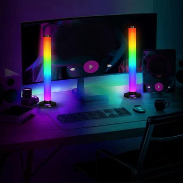 RGB LED Ljusramp Bluetooth Ambient Belysning USB RGB Skrivbordslampa med Fjärrkontroll för Vardagsrum Fest Café
