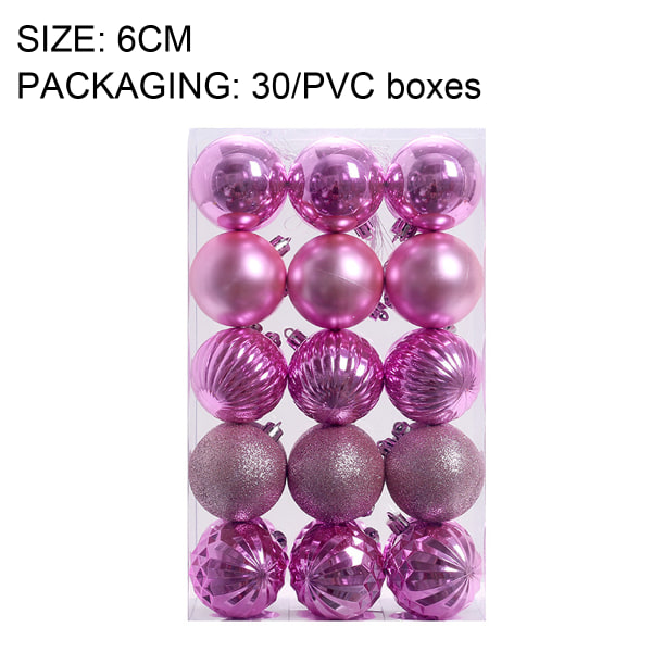 6cm julkulsprydnader 30 st Liten splittersäker Pink