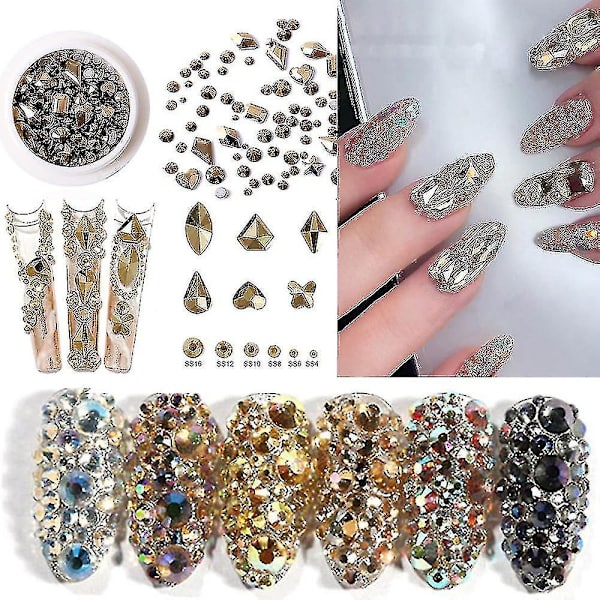 Blandede farver Nail Art Rhinestonecrystal Rhinestones Til Negle Design Krystaller Gems