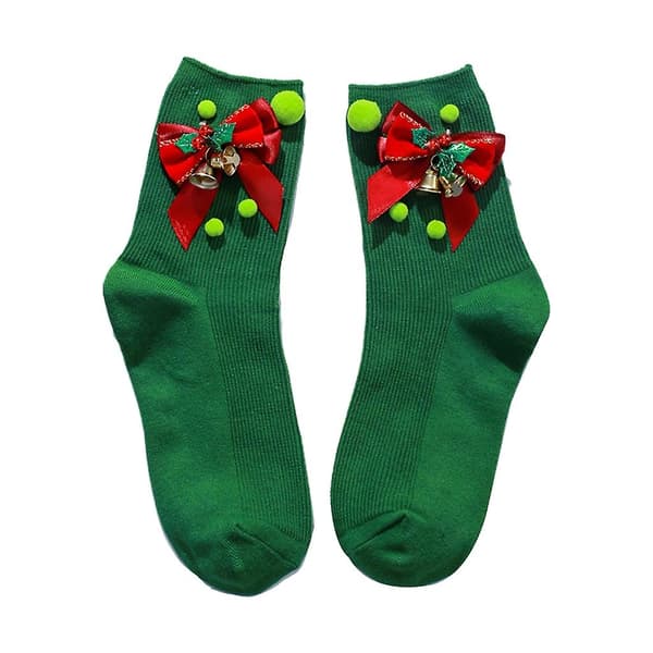 Julsockor Dam Vintervärmare Strumpor Söta rosettdesignade Varmare Strumpor Style 2