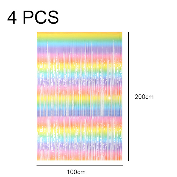 4 kpl sateenkaarihapsuverho, häät, syntymäpäivä, Gradient Light 2m