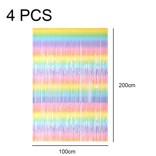 4-pack regnbågsfransgardin, bröllop, födelsedag, Gradient Light 2m