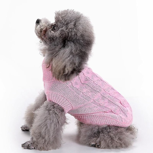 Pet Sweater, Turteneck Knit Jumper Hundtröja Varm kappa Söt vap Kattkäder pink l