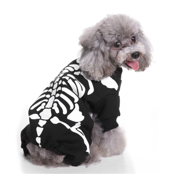 Hund Katt kelett Halloween Party Cosplay Tröja Jumpsuit Valp S