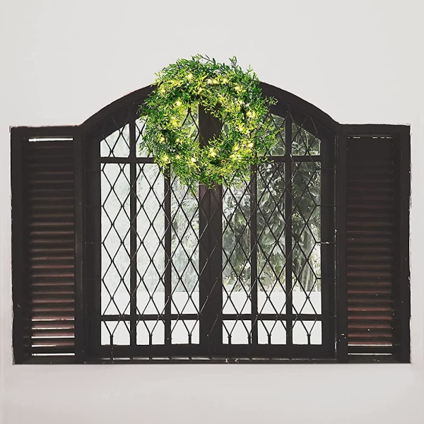 20-tommers Heilwiyes kunstige blomsterkrans med 20 LED-lys og timer batteridrevet gave