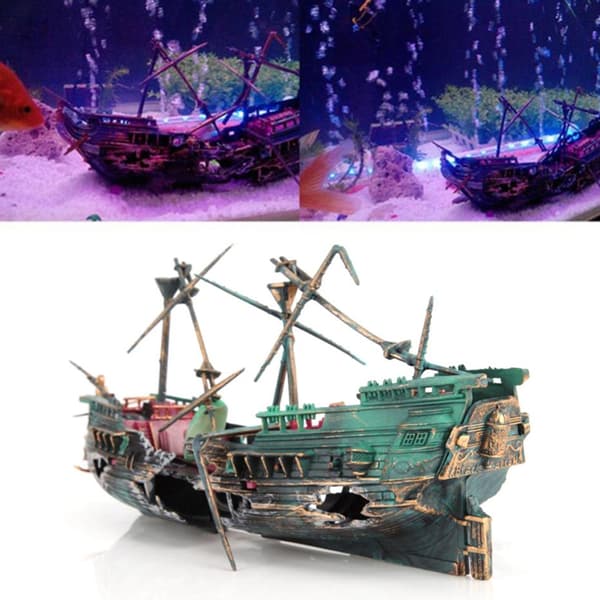 Stor Aquarium Dekoration Båt Aquarium Ship Fish Tank Decor Green
