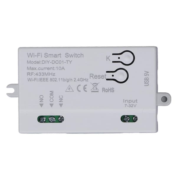 WiFi relæafbryder 1CH stemmestyring APP fjernbetjening trådløs afbrydermodul til lampeventilatorstik 7-32V USB 5V