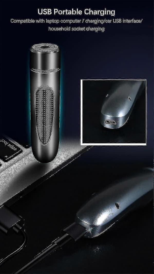 Bærbar barbermaskine USB-barbermaskine genopladelig (sort)
