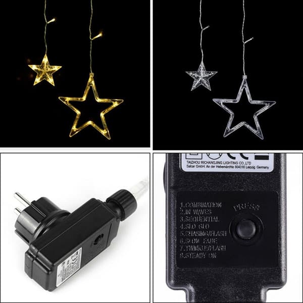 #LED-lyslenke 3,5m stjerner LED-lyslenke lysgardin, 8 moduser#