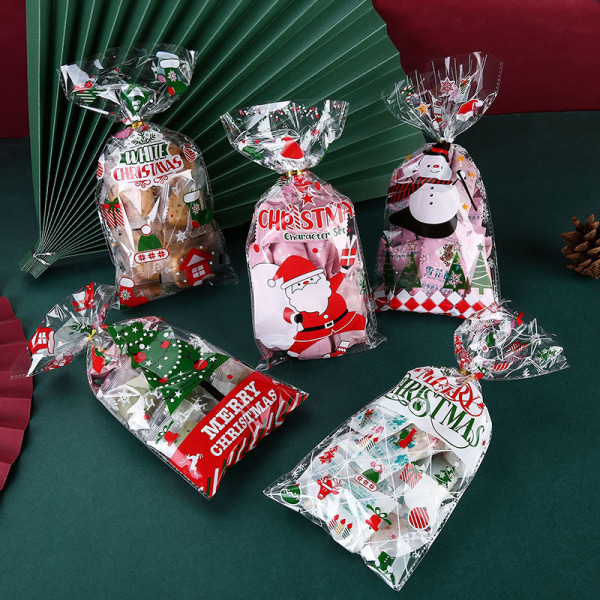 50 stk julegodteposer i plast Julekaker gaveposer A4 onesize
