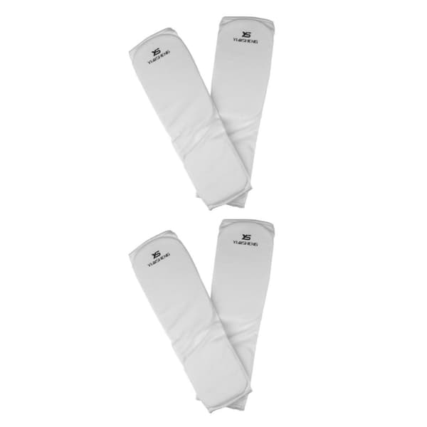 1/2 Taekwondo Karate MMA Shin Instep Protector Ben Foot Guard White XL 2PCS