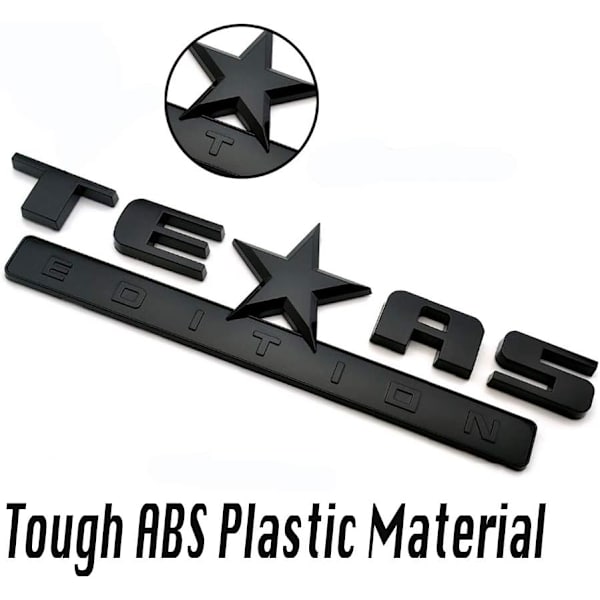 2 Count All Black 3D Texas Edition-emblem kompatibel med Chevy S