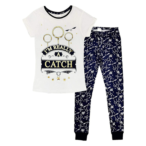 Harry Potter kvidditch kortärmad pyjamas för kvinnor  Whi White/Navy 8-10 UK