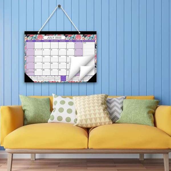 *2022.1-2023.6 Engelsk Stor Blommig Skrivbordskalender, Kreativ 18 Mån*