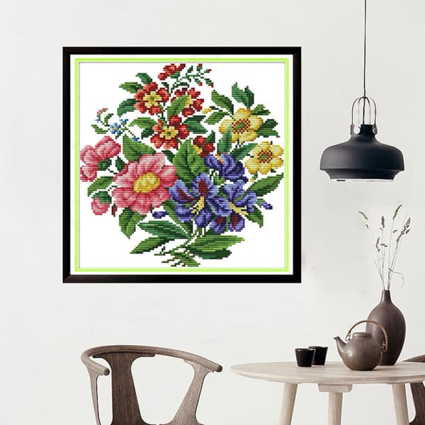 Printed korsstygnskit för nybörjare Hemkonstdekor 28 x 28cm 14CT