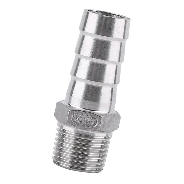 Vandrørsfittings i rustfrit stål med udvendigt gevind, slangestuds (1/2\"x19mm)