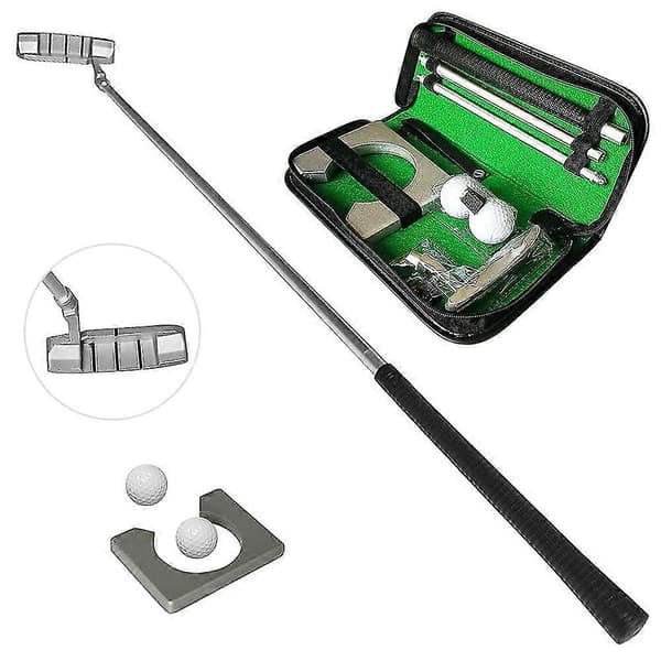 Golfputtisetti golfputterilla, 2 golfpallolla ja golfputtikupilla matkustamiseen sisätiloissa Golfputtiharjoitteluun