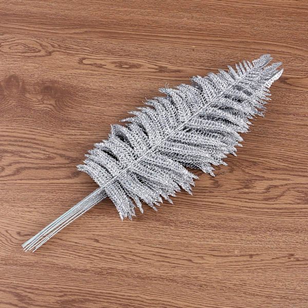12 st Julglitterblad Faux Boston Fern Bush Tropiska löv Dekoration Bröllop Jul Blomsterarrangemang Kransprydnad
