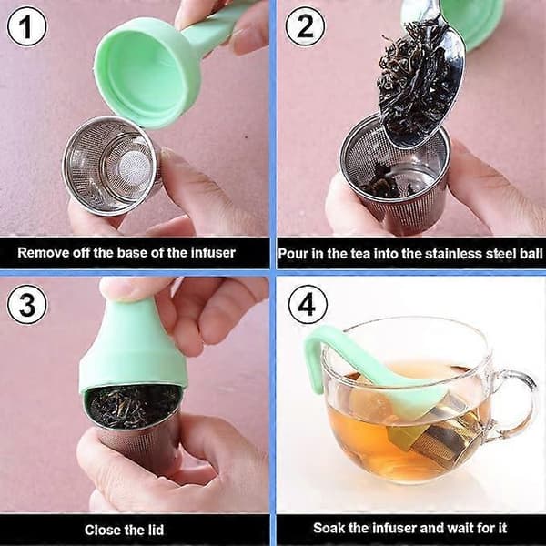 Teinfuser, 304 rustfritt stål teinfuser for løs te med silikonhåndtak, ekstra finmasket tekoppsil for te, krydder og urter