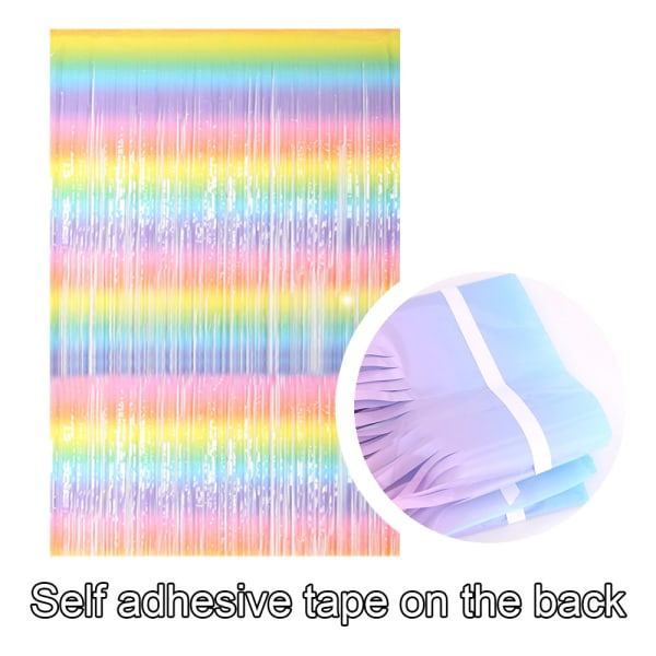4-pack regnbågsfransgardin, bröllop, födelsedag, Gradient Light 2m