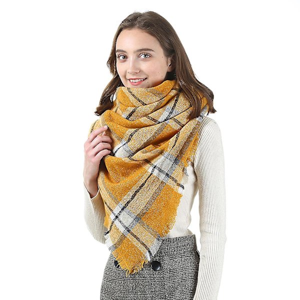 140*140 cm Kvinnor Cashmere Stripe Stor fyrkantig halsduk Sjal Tjocka Håll varm Scarf